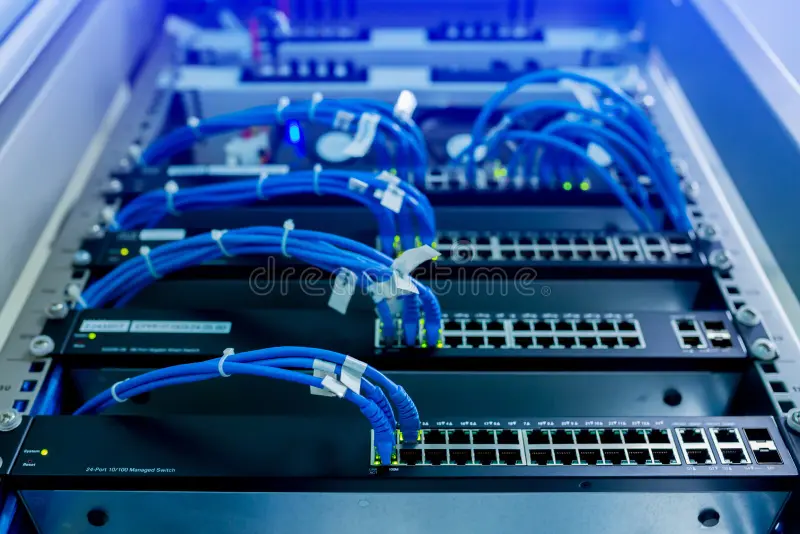 Home Utp Cabling Computer Network Device Selective Focus Ethernet Cables Switching Hub Lan System Communication 138498171